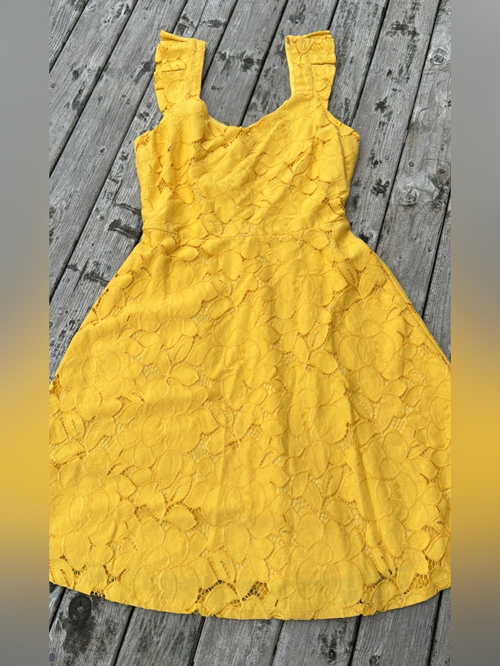 Monteau Yellow Lace Mini Dress